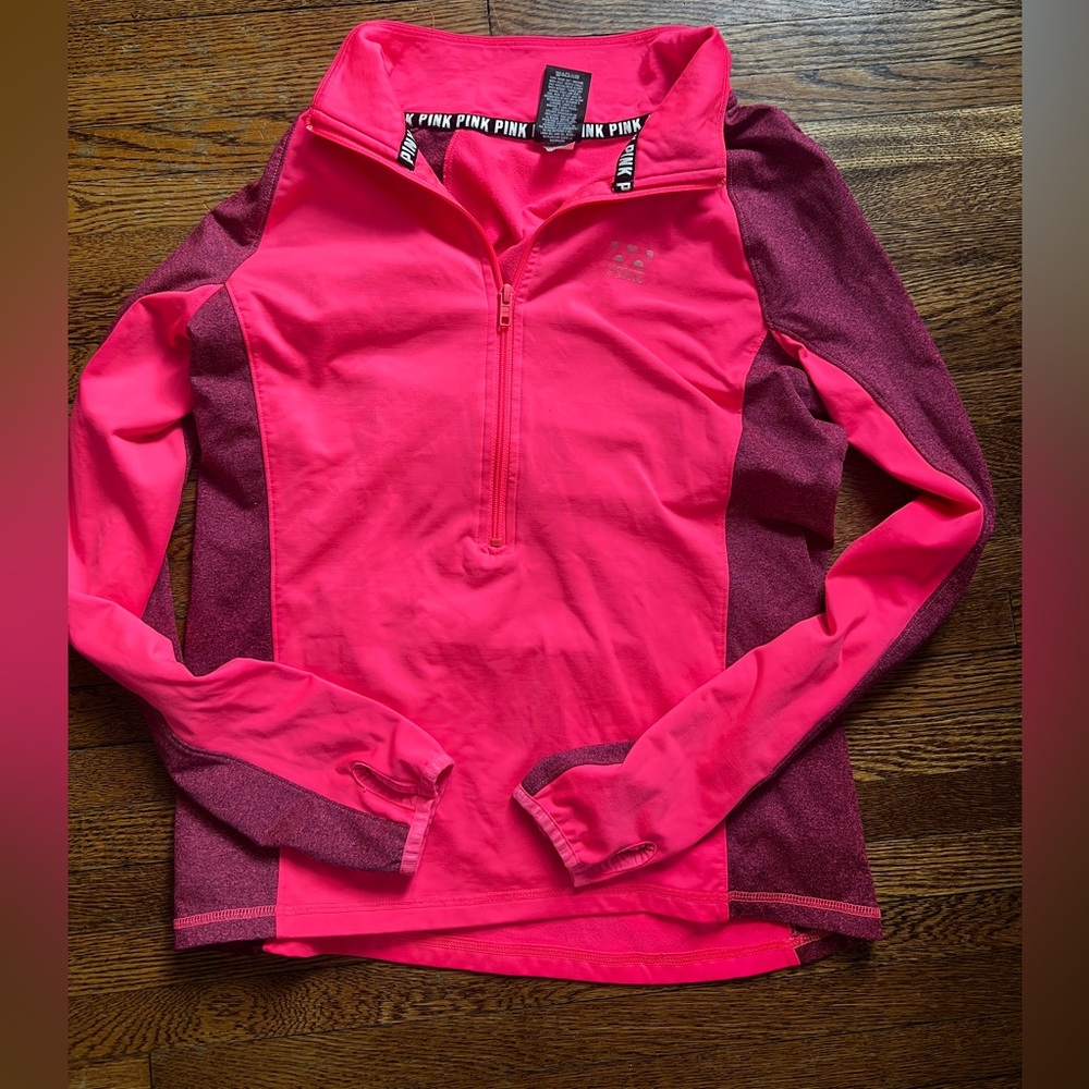 Victoria’s Secret PINK Fleece Lined‎ Running Jacket Size Medium Quarter Zip